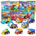 ORNACELE Valentines Day Gifts for Kids, 32 Pack Trucks Cards with Construction Vehicles, Pull Back Cars Sets Exchange Cards for Classroom School Party Favors