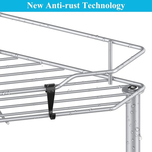 HuggieGems 4-Tier Corner Shower Caddy Organizer - Silver Bathroom Shelf Stand with Hooks