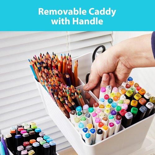 MACOPRO Plastic Storage Box - Clear Craft Organizer with Removable Tray | Ideal for Beads, Tools, Sewing (White, 1 Pack)