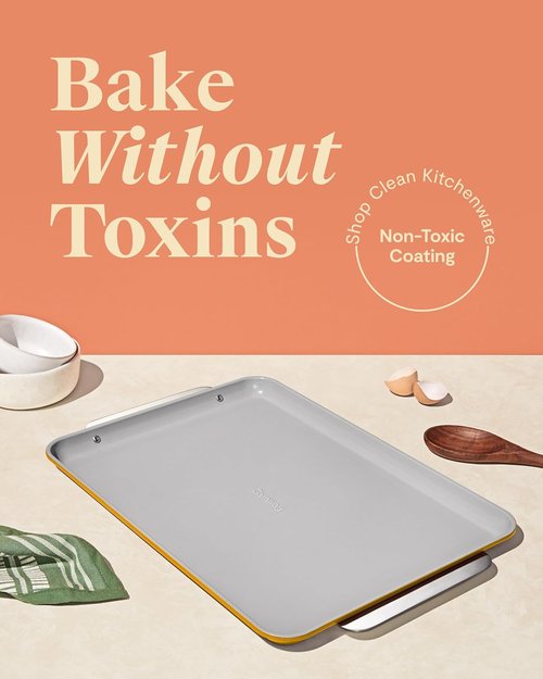 Caraway Non-Stick Ceramic Baking Sheet - Non-Toxic PTFE & PFOA Free - Ideal for Baking & Roasting - Large 18" x 13" - Marigold