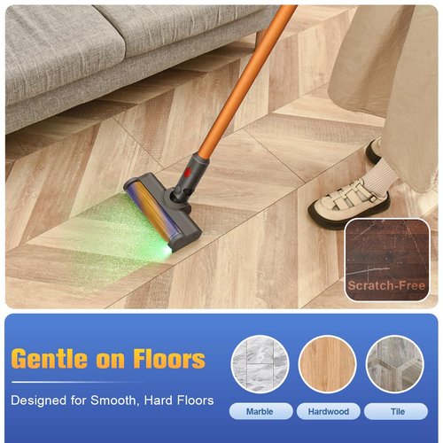 FUNTECK LED Soft Roller Cleaner Head Compatible with Dyson V11 V10 V8 V7 Vacuum Cleaners, Illuminating Hidden Dust and Debris and Ideal for Smooth Hard Floors