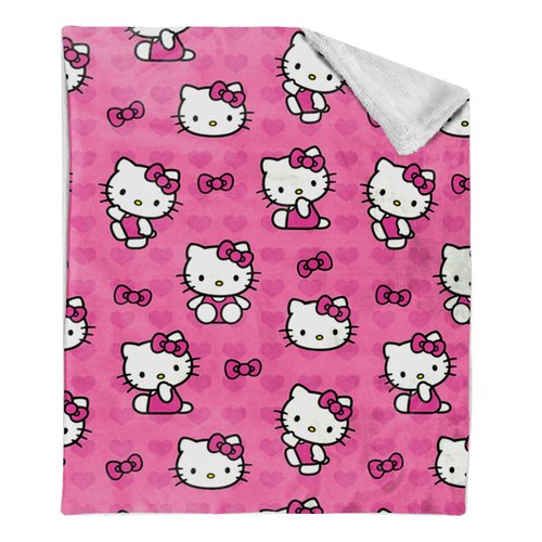 Northwest Hello Kitty Silk Touch Sherpa Throw Blanket, 40" x 50", I Love Pink