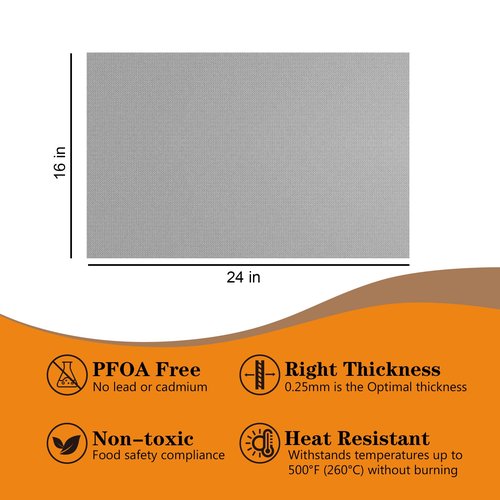 UBeesize 2 Pack Thickened Silver Oven Liners for Bottom of Oven BPA & PFOA Free, Reusable 16x24 Inch Heavy Duty Non Stick Teflon Oven Mats, Fit Electric Gas Toaster Convection Microwave Ovens Grills