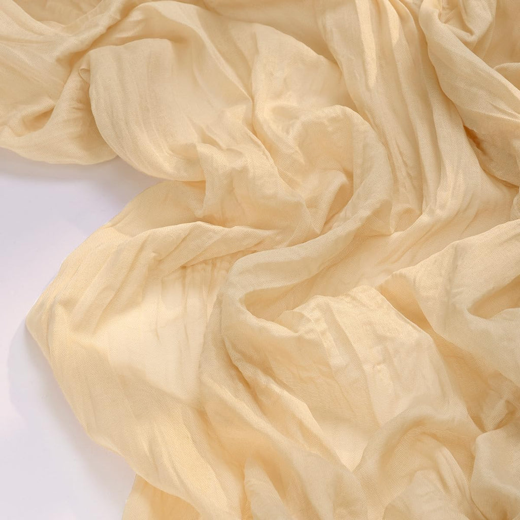 Socomi Gold Champagne Cheesecloth Table Runner - 120 Inch Sheer Gauze for Weddings & Parties