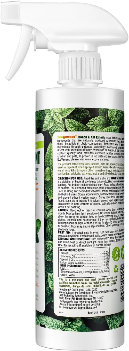EcoVenger® Roach and Ant Killer - 16 oz | Kills on Contact | 4-Week Deterrent | Peppermint Scent | Safe for Kids and Pets