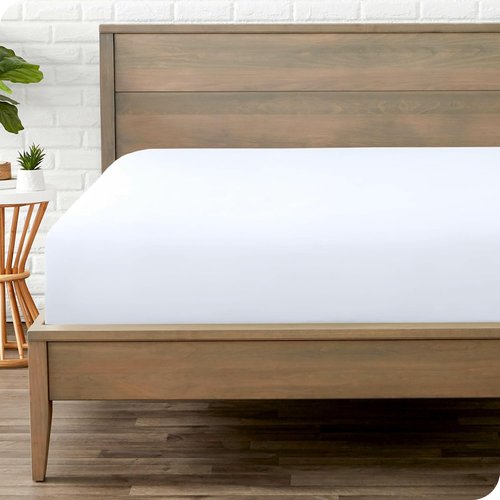 Bare Home Fitted Bottom Sheet - Ultra-Soft 1800 Microfiber Queen Size - Deep Pocket Luxury White