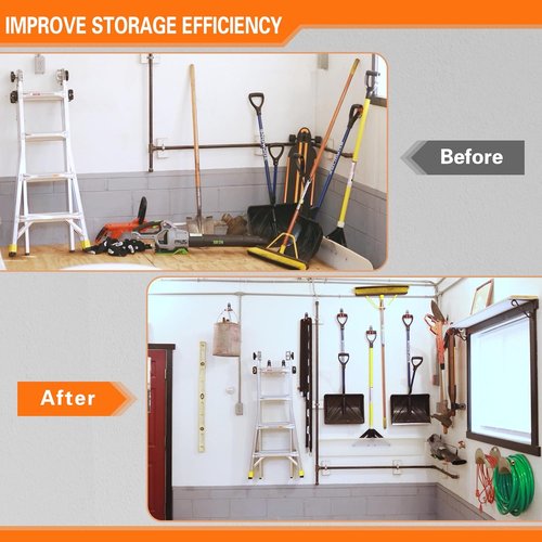 HUPBIPY Heavy Duty Garage Hooks - 18 Pack Wall Mount Storage Organizer for Tools, Ladders & Bikes