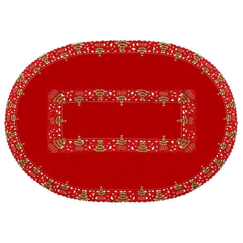 Grelucgo Super Large Embroidered Christmas Holiday Holly Tree Dining Tablecloth (57 × 120 Inches Oval Tablecloth)