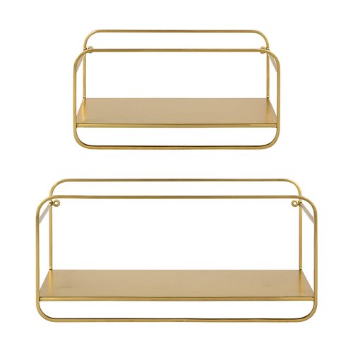 Kate and Laurel Emerline Midcentury Shelf Set, Set of 2, Gold, Decorative Modern Shelves for Storage and Display