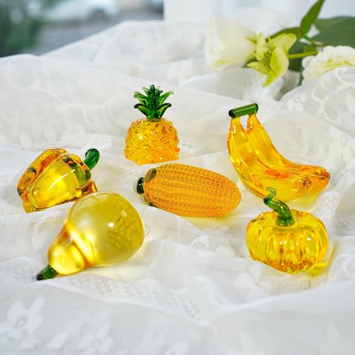 Art Glass Corn Figurine Decor - Elegant Tabletop Centerpiece for Home, Kitchen & Office