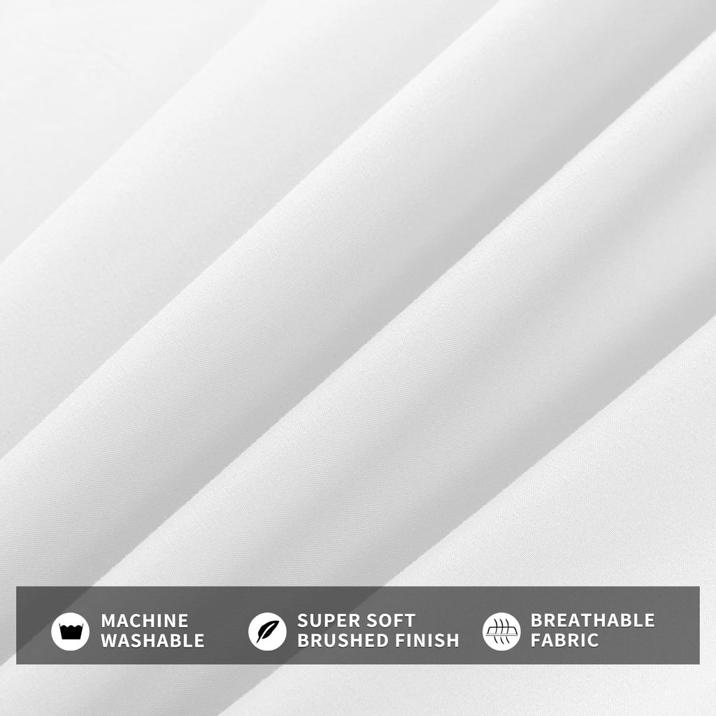 Queen Sheet Set - 4-Piece Soft Microfiber Bed Sheets | Breathable, Deep Pocket, Hotel Luxury, Oeko-Tex Certified - White