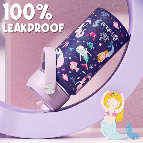 Fimibuke Kids Insulated Water Bottle - 14oz BPA-Free Stainless Steel Tumbler | Leak-Proof Mermaid Design