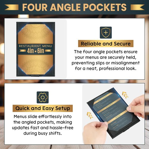 AMGSH 4" × 6" Table Tents, Leatherette PU Leather Double-Sided Menu Holders Menu A-Frame Sign Holders, 2 Side Menu Covers for Restaurant Coffee Cafe Bar Drink Dessert 20 Pack