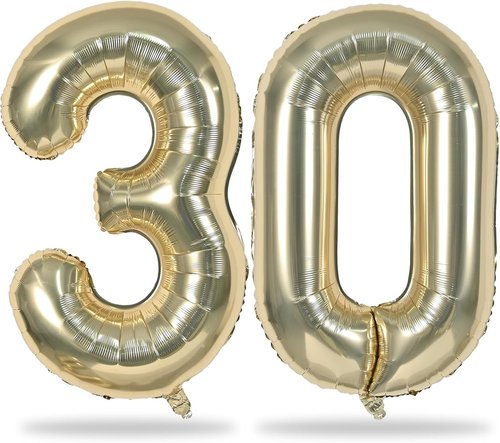Champagne Gold Number 30 Balloons - 40 Inch Light Gold Foil for 30th Birthday Celebrations