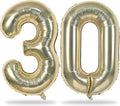 Champagne Gold Number 30 Balloons - 40 Inch Light Gold Foil for 30th Birthday Celebrations