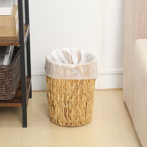 Dimeho Wicker Trash Can Small Waste Basket Water Hyacinth Wicker Garbage Can Office Garbage Cans Boho Woven Decorative for Home Bedroom Office Kitchen Living Room