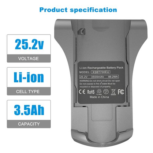 Gemho Replacement for Shark XSBT750 XSBT700 Battery Compatible with Shark IZ462H IZ463H IZ201 IZ251 IZ482H IZ483H UZ365H Cordless Vacuum Cleaners,Battery XSBT750 Lithium Ion Battery 3500mAh 25.2V
