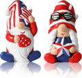 iStatue 4th of July Gnomes - Set of 2 Resin Patriotic Gnomes with American Flag - Perfect Independence Day Decor