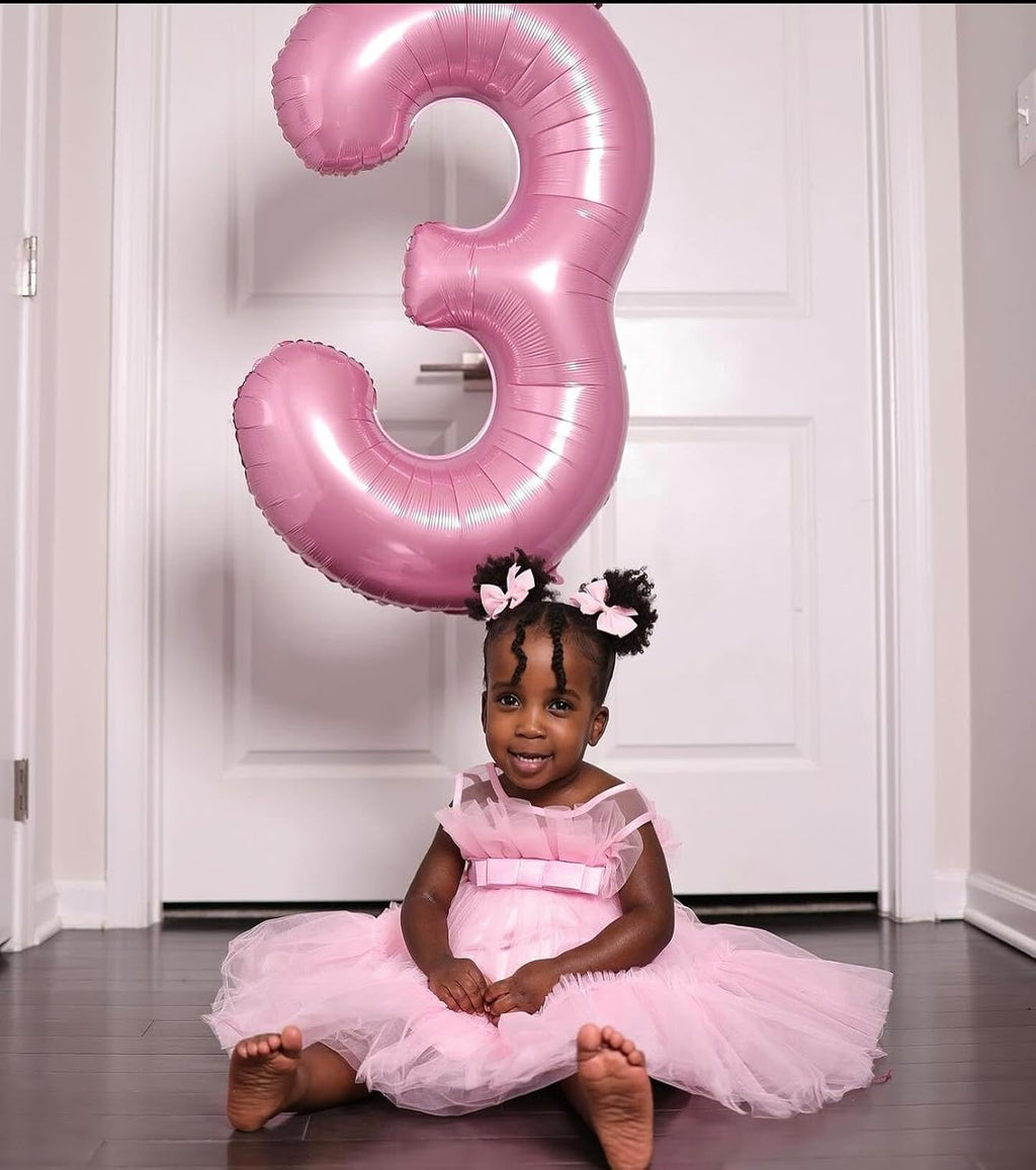 Pearlescent Pink Number 3 Balloon - 40 Inch Birthday Decoration for Girls & Women Parties