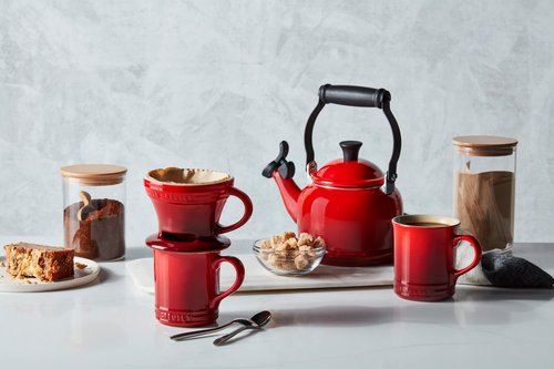 Le Creuset Stoneware Set of 4 Mugs, 14 oz. each, Cerise