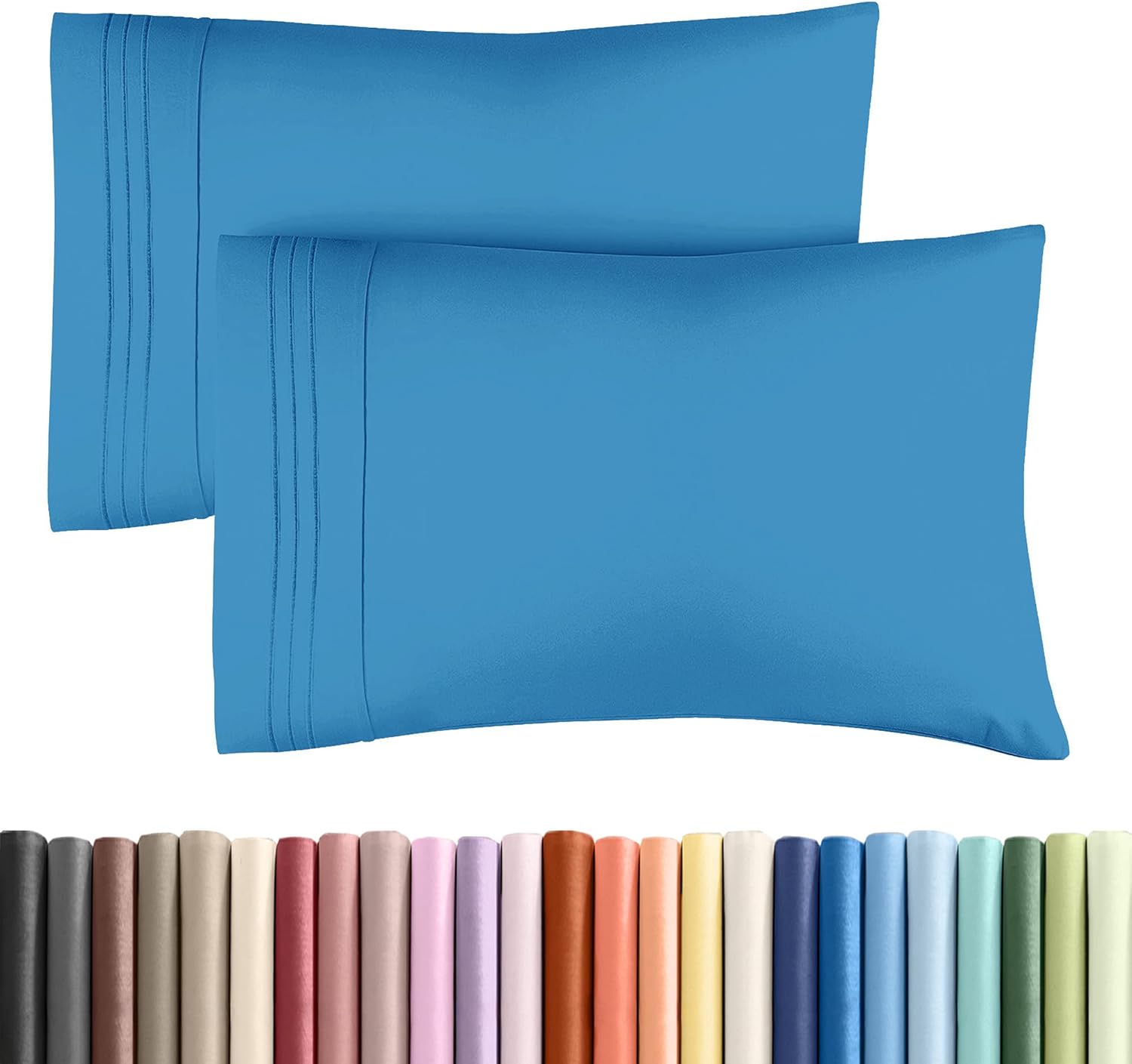 Queen Pillow Cases by [Brand Name] - Ultra Soft Hotel Quality Covers | Wrinkle-Free, Stain-Resistant - Denim Blue, Set of 2
