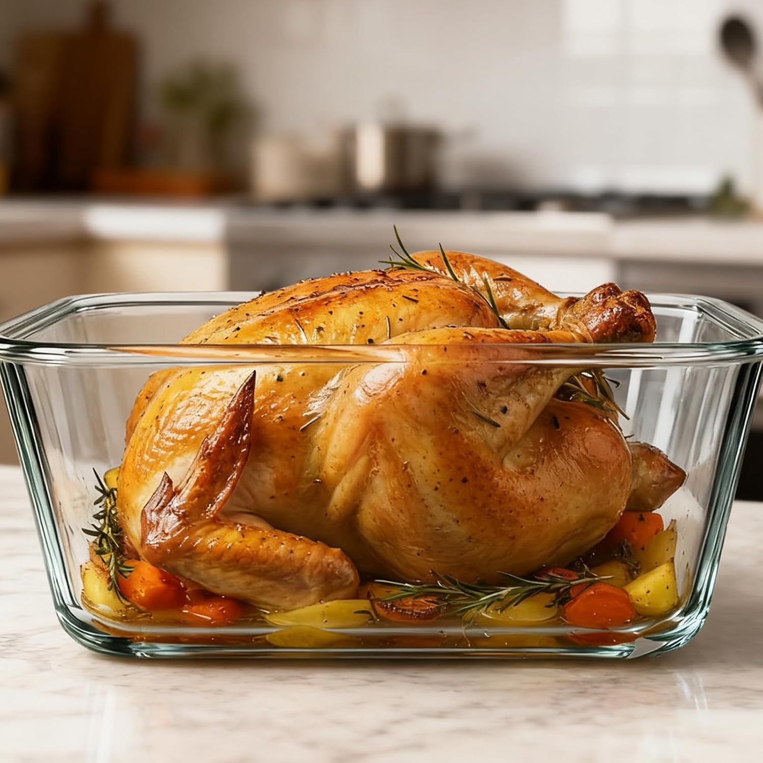 Skiennix Extra Large Glass Storage Containers - 220oz Borosilicate with Airtight Lid | Freezer to Oven Safe