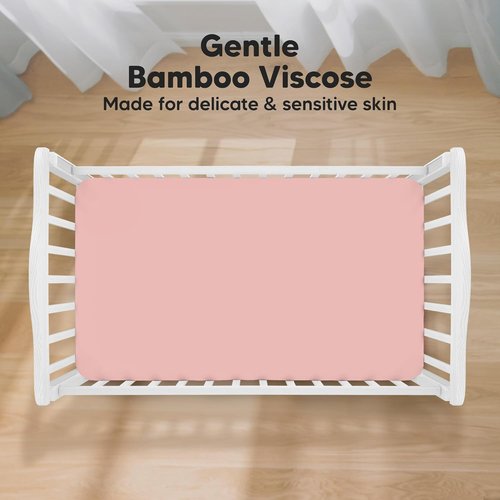 KeaBabies 2-Pack Baby Crib Sheets - Soft & Cozy Viscose Bamboo Fitted Mattress Covers | 52x28 (Rose)