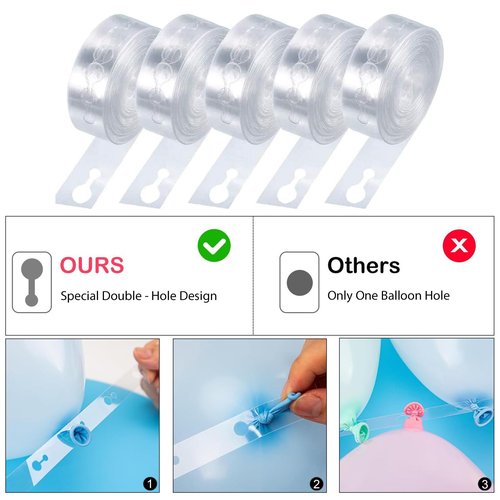 Balloon Arch Garland Kit, 82ft Balloon Garland Strips - 500Pcs Glue Point Dots Tape - 20 Balloon Flower Clips and 2 Tie Tools for Balloon Arch, Birthday Party, Wedding Decoration