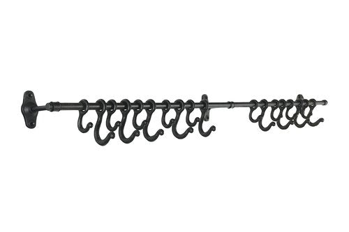 Decorative Forged Metal Wall Rod with 18 Hooks (DF2856)