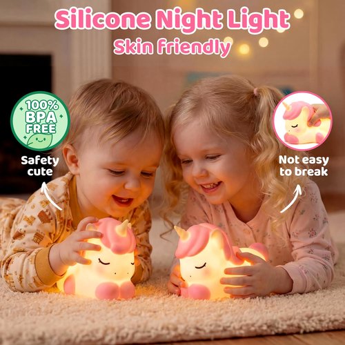 Mewaii Cloud Unicorn Night Light for Kids, Portable Lamp with Wireless Charging Cloud Base, 3-Level Dimmable & 30-Min Auto Timer, Gift for Girls, Baby Nursery Decoration