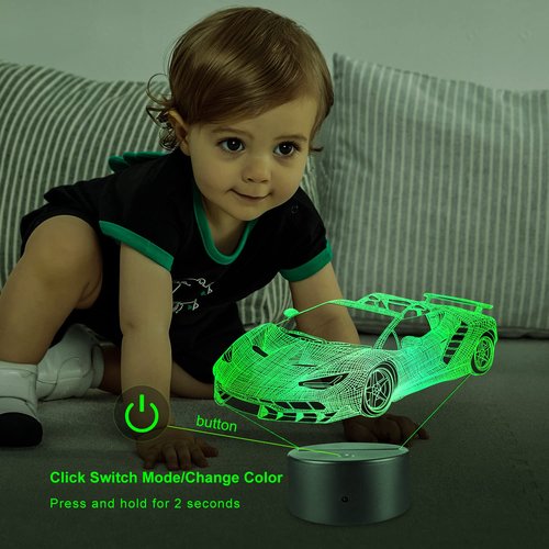 FlyonSea Race Car Gifts,Car Lamp Party Supplies 7 Color Changing Nightlight with Touch and Remote Control（Timer,Cars Light Birthday Christmas Gift