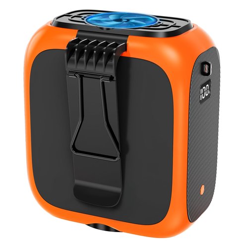 16000RPM Portable Waist Fan Clip on Wearable Belt Personal Fan, 14000mAh Minimum Gear Endurance Up to 24 hours, 3 Speed Neck Desk Fans, Wearable Body Shirt Belt Fans Outdoor, Worksite (Orange)
