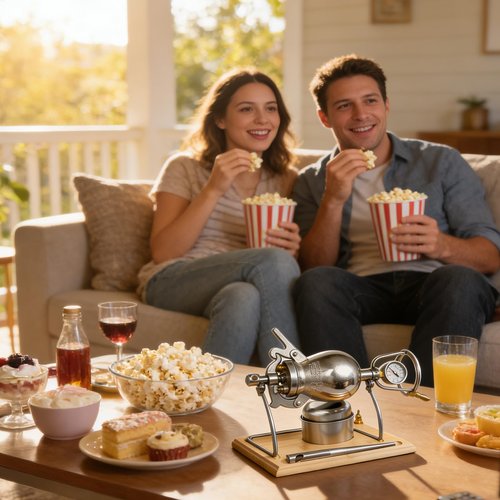 340ML Chinese Popcorn Machine, 304 Stainless Steel Popcorn Maker, High Pressure Hand Stick Pop Popcorn Popper for Movie Night Home Party Fun (Silver)