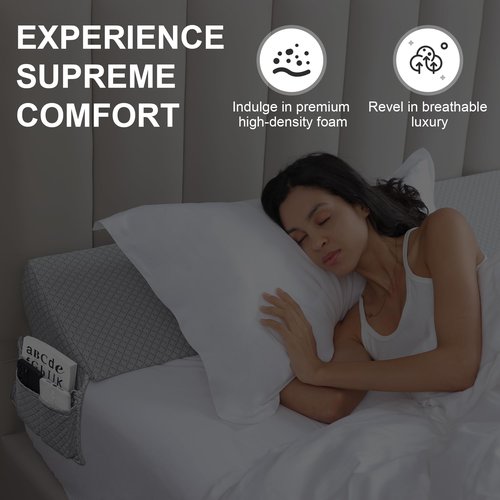 Rormcheny Full Bed Wedge Pillow Headboard Gap,Wedge Pillow Headboard/Bed Gap Filler,Fill The Gap (0-8") (Gray, 54"x10"x6")