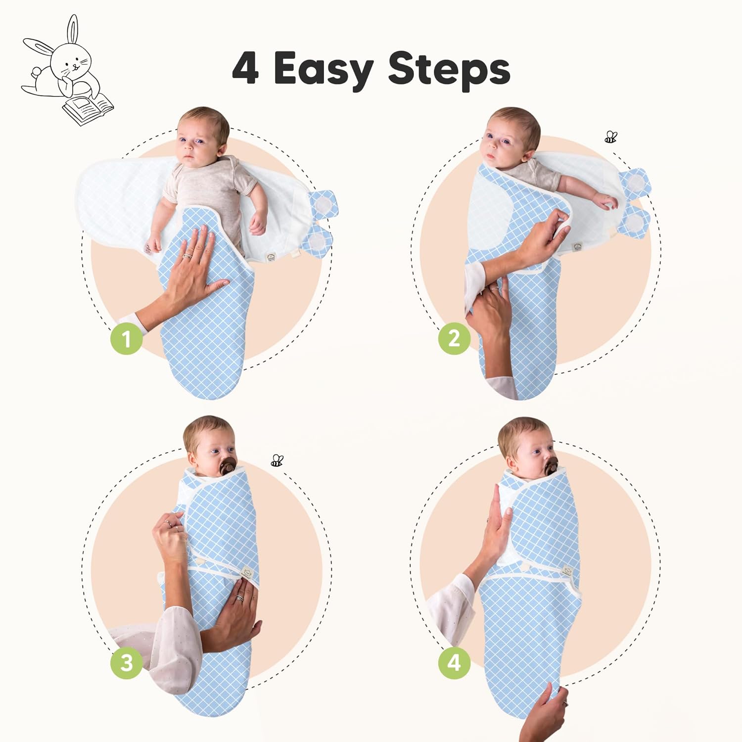 Skiennix Organic Baby Swaddle Sleep Sacks - Soft & Snug for Newborns 0-3 Months | 3-Pack in Storm Color