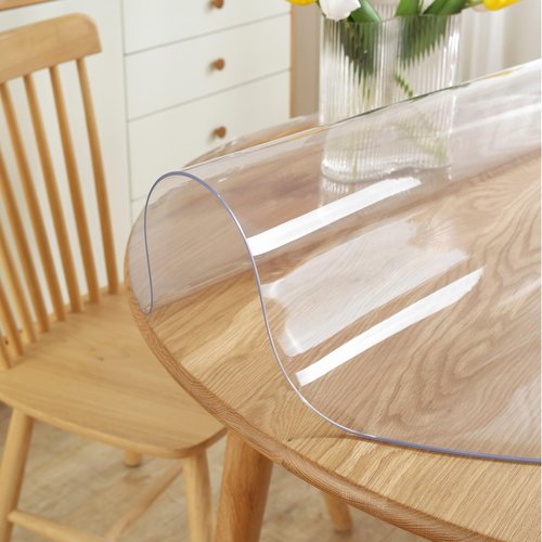 LovePads Round Clear Table Cover Protector 41 Inch, 2mm Thick Table Protector for Dining Room, Waterproof Plastic Cover PVC Vinyl Tablecloth, Circle Tabletop Protective Pad for Furnture Surface