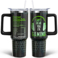 puhnhsv 40 oz Gaming Tumbler With Handle and Straw, 30oz Insulated Stainless Gaming Tumbler Coffee Travel Mugs Cup Water Bottle Game Lovers Gifts for Men Boys