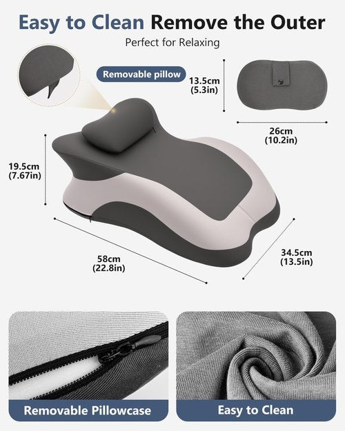 Eppyyo Memory Foam Ergonomic Wedge Pillow, Squat Pillow, Prone Pillow for Sleeping, Reading Pillow for Bed, Ideal for Massage, with Removable Cover, Back Support, Multi-Functional Memory Foam (Grey)