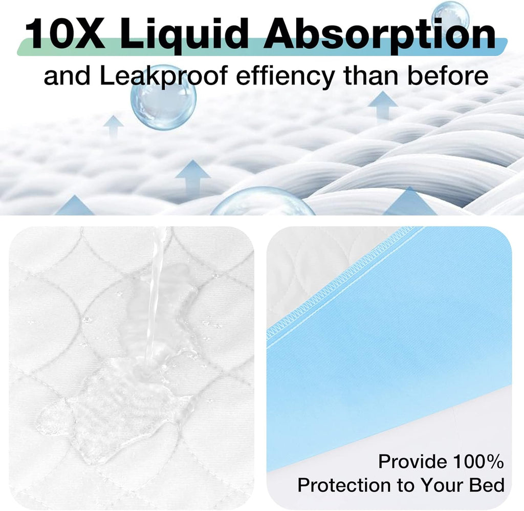 Skiennix Washable Waterproof Bed Pads - 52" x 34" Incontinence Mattress Protectors (2 Pack)