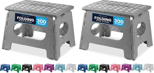 Handy Laundry Folding Step Stool - Lightweight & Sturdy for Adults and Kids | Easy One-Flip Design - Grey 9 Inch (Pack of 2)