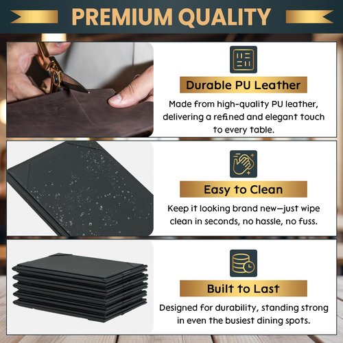 AMGSH 4" × 6" Table Tents, Leatherette PU Leather Double-Sided Menu Holders Menu A-Frame Sign Holders, 2 Side Menu Covers for Restaurant Coffee Cafe Bar Drink Dessert 20 Pack