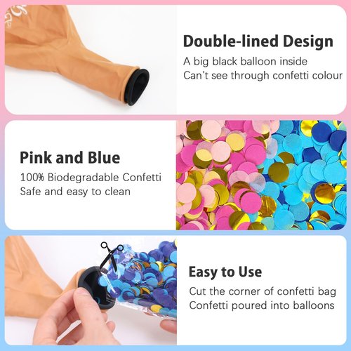 Lopeastar 36Inch Gender Reveal Balloon, Gender Reveal Ideas Neutral Boy or Girl Balloons with Pink Blue Confetti for Revelacion de Sexo de Bebe
