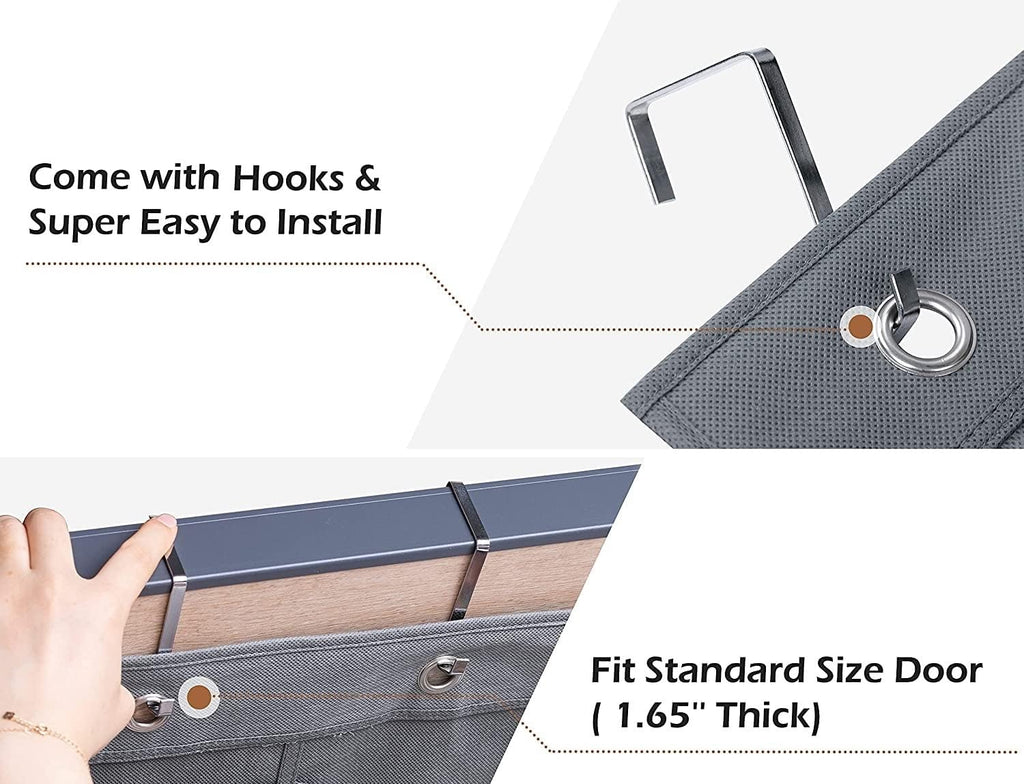 Skiennix Extra Large Shoe Organizer - 12 Clear Pockets for Bedroom & Bathroom Storage | Grey