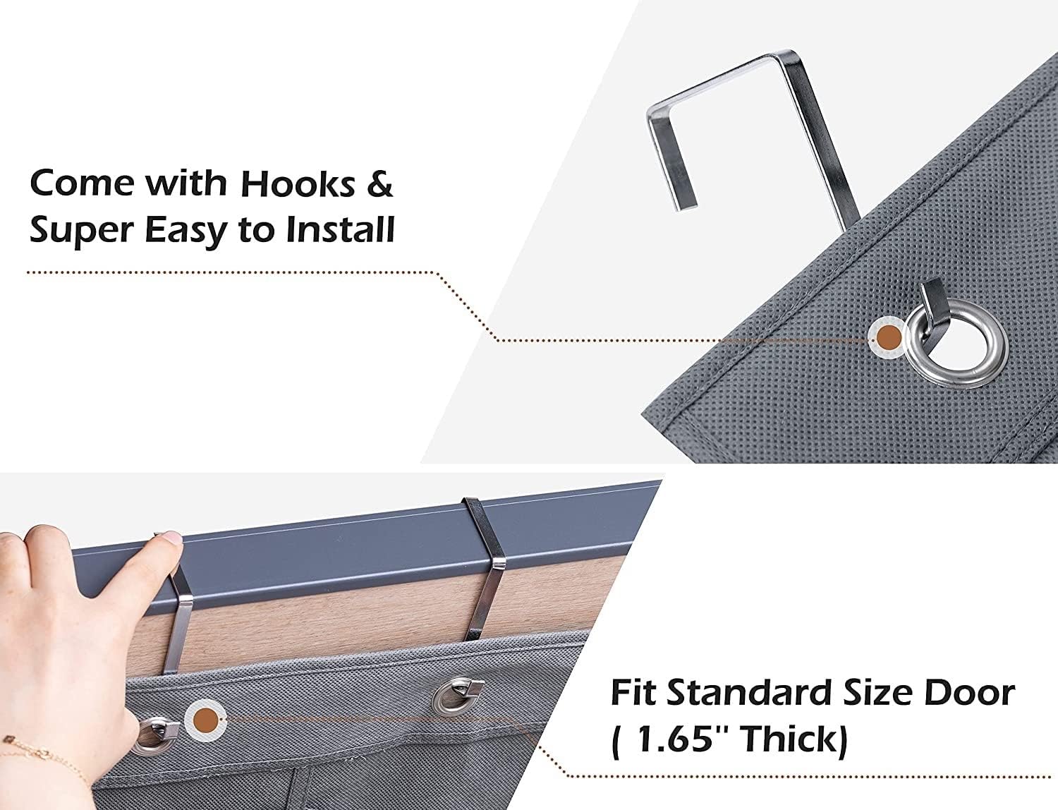 Skiennix Extra Large Shoe Organizer - 12 Clear Pockets for Bedroom & Bathroom Storage | Grey