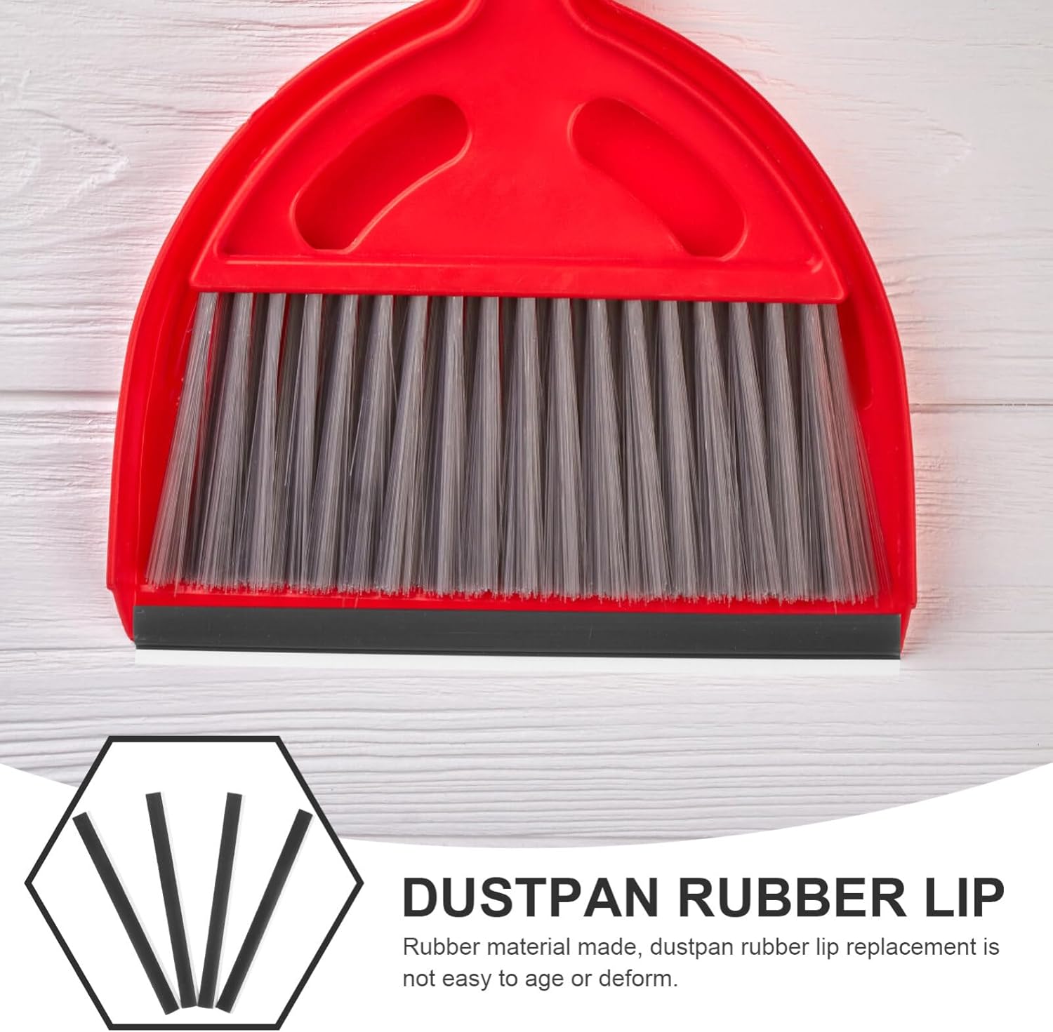 Skiennix 4Pcs Dustpan Rubber Lip Replacement Strips - Easy Installation for Efficient Cleaning | Soft Black