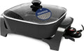 Elite Gourmet Extra Deep Non-Stick Electric Skillet - 12"x12"x3.2" (7.5Qt) with Glass Lid & Adjustable Temp - Black