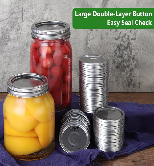 BGKD 48Pcs Rust-Proof Wide Mouth Mason Jar Lids and Rings, Canning Lids with Bands Wide Mouth for Ball or Kerr, Large Mouth Mason Jars lid