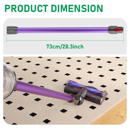 Klypticfit Replacement Extension Wand Tube Quick Release Compatible with Dyson V15 V11 V10 V8 V7 Vacuum Accessories Parts, 28.7in Extension Cleaner Attachment for Home Office Purple