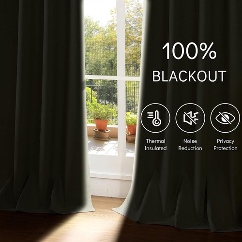ChrisDowa 100% Blackout Curtains - 84 Inch Linen Drapes for Total Privacy | 2 Panels, Beige 52" W x 84" L