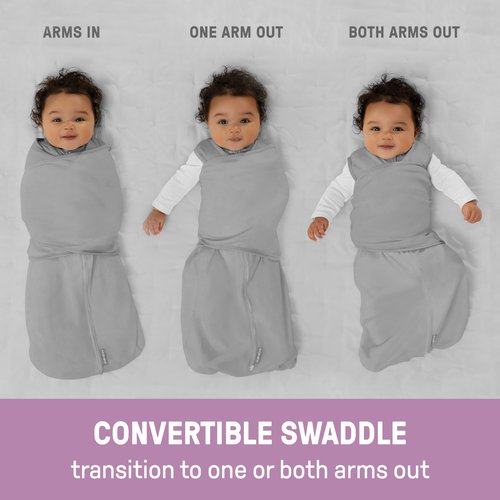 Ingenuity Arms Free Transitional Swaddle, Size 3-6 Months, 14-18 Pounds, Arms Swaddled in or Out, 1.0 TOG - Luna